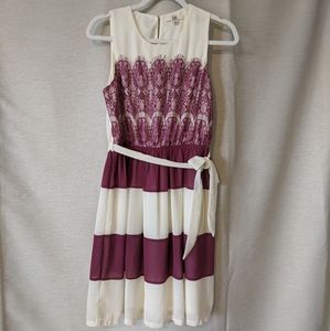 Purple and ivory sleeveless dress